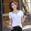 New summer pure cotton V-neck T-shirt for women, short-sleeved, slimming base layer, fashionable half-sleeved top, trendy Specification image